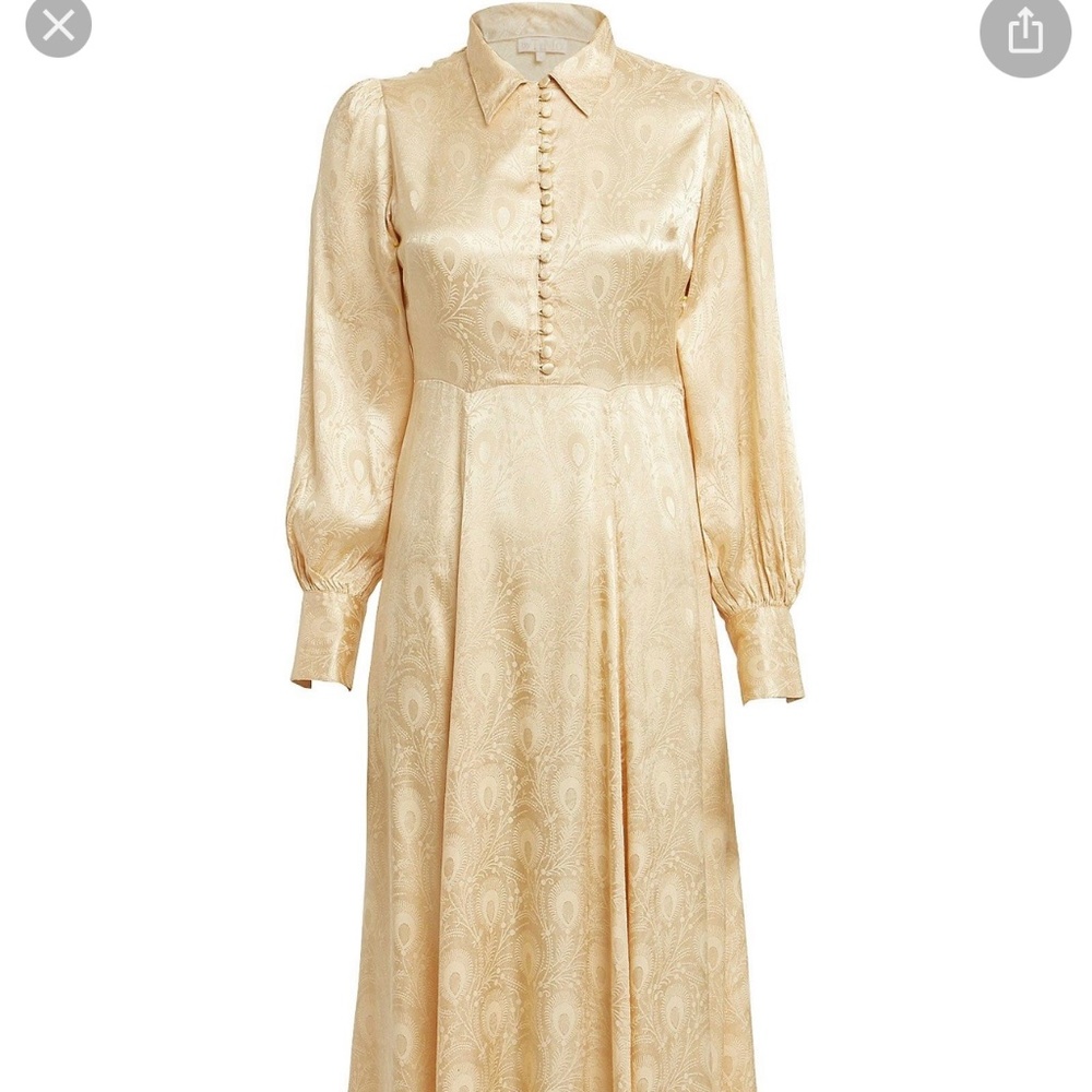 NWT byTiMO Gold Jacquard Peacock Dress